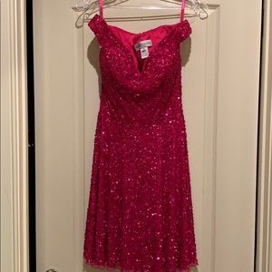 Ashley Lauren hot pink beaded cocktail.